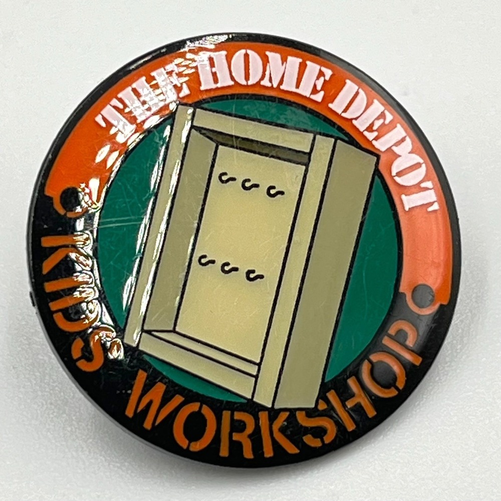 VTG The Home Depot Kids Workshop Enamel Pin Key Holder‎ Project Orange Green Y2K